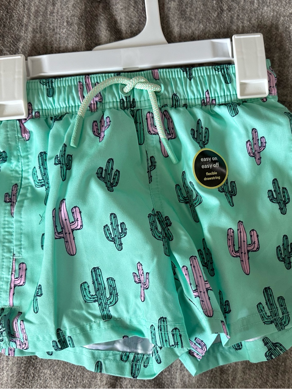 Aqua Mint Cactus Print Kids Swim Shorts